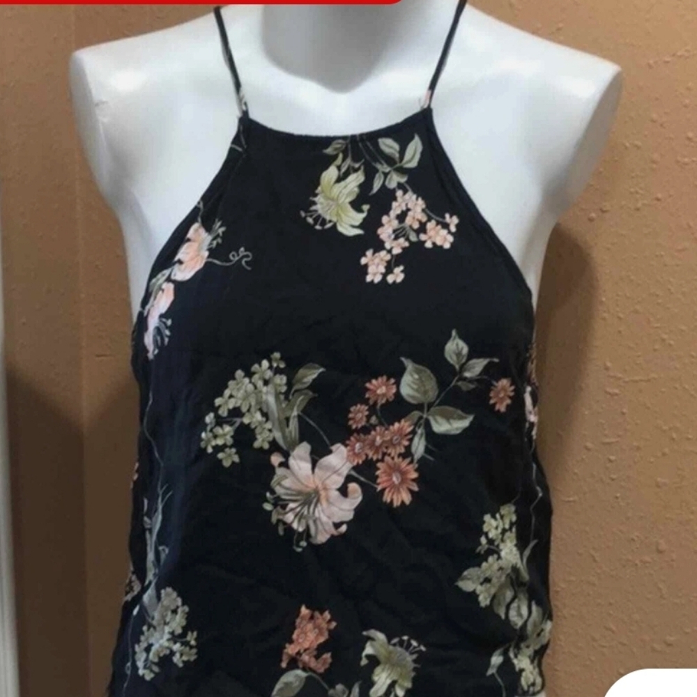 Brandy Melville Black Cream Relaxed Crop Tank Top